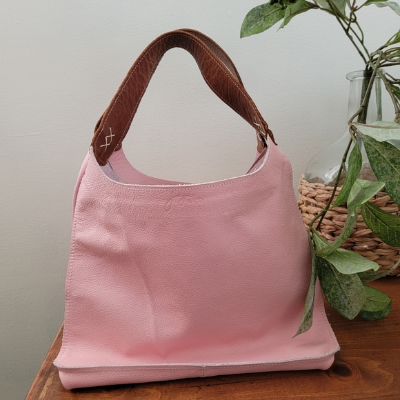 Joji & Co. Santa Cruz Pink & Brown Leather Tote Bag Purse - Picture 3 of 16